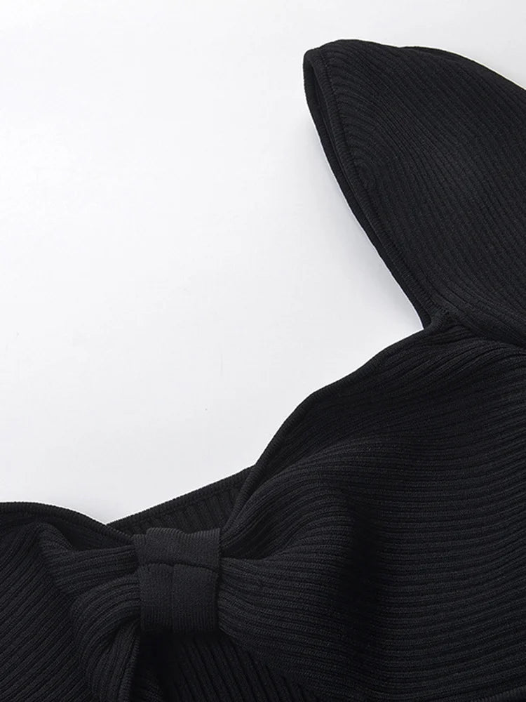 women fashion Jersey dress square collar flare sleeve hollow out medium strech slim female autumn dresses