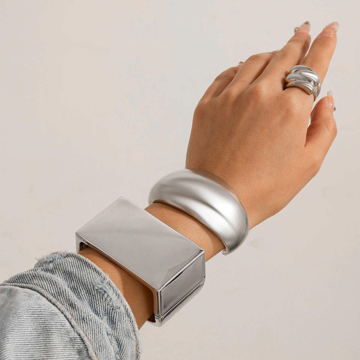 Retro metal square mirror bracelet