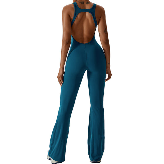 Sleeveless slim fit long pants jumpsuit