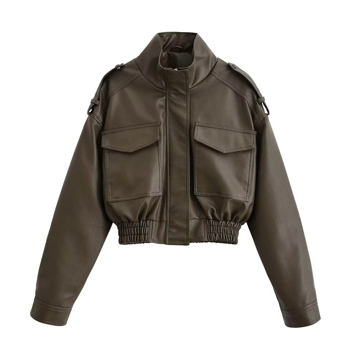 Street imitation leather short leather jacket