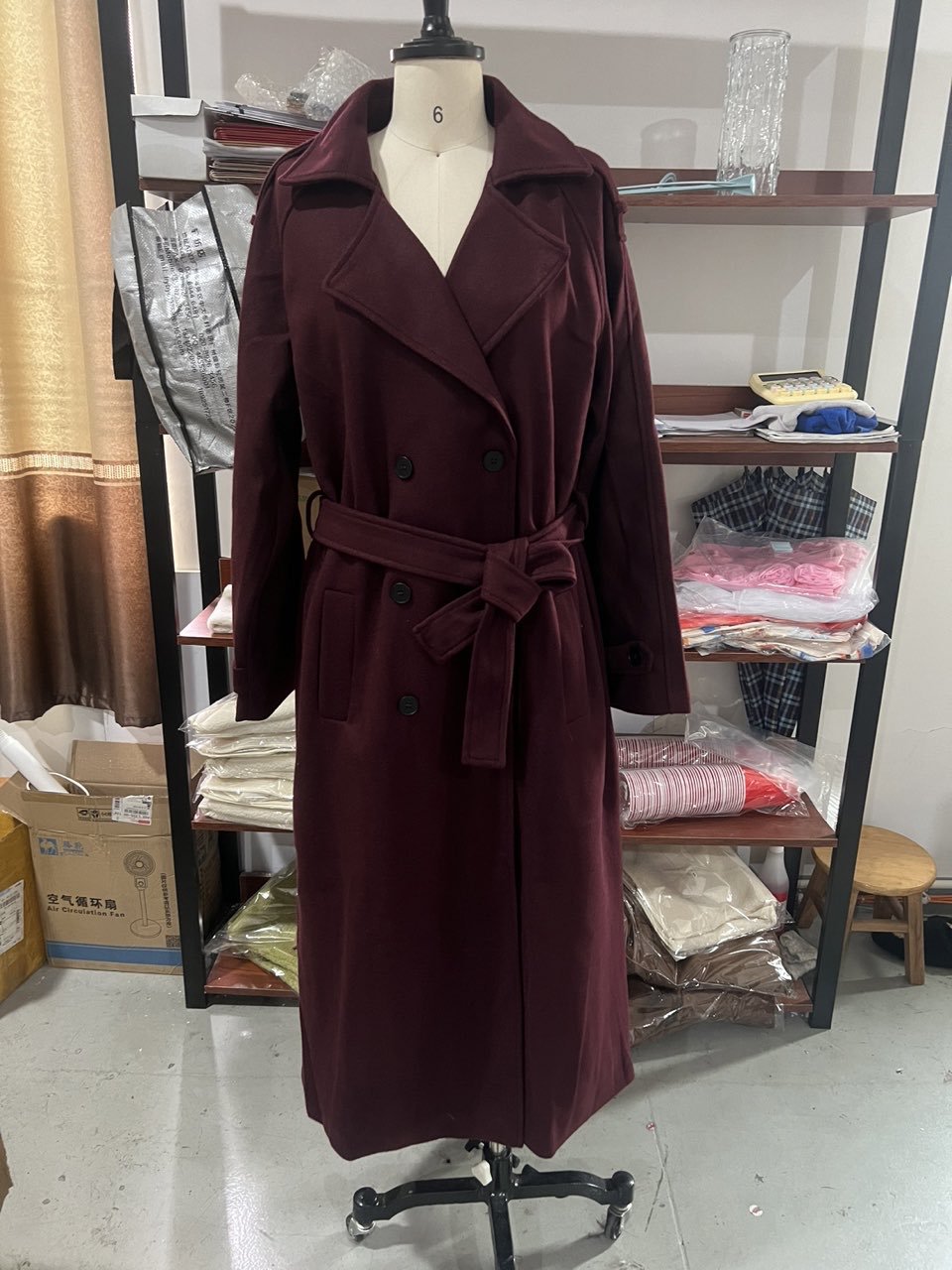 Lace-up Woolen Trench Coat