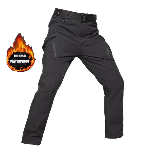 Men's City Cargo Autumn Winter Fleece Softshell Hiking Pants Fishing