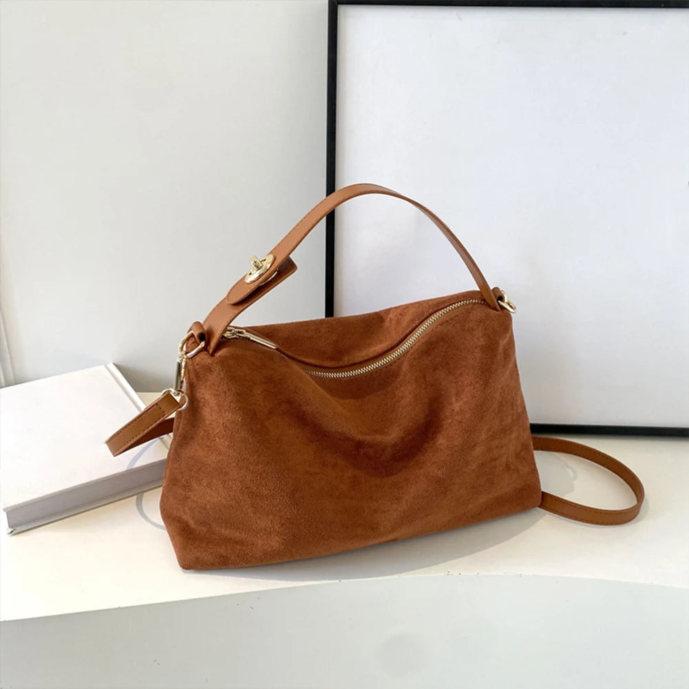 Boston Suede Leather Handbag