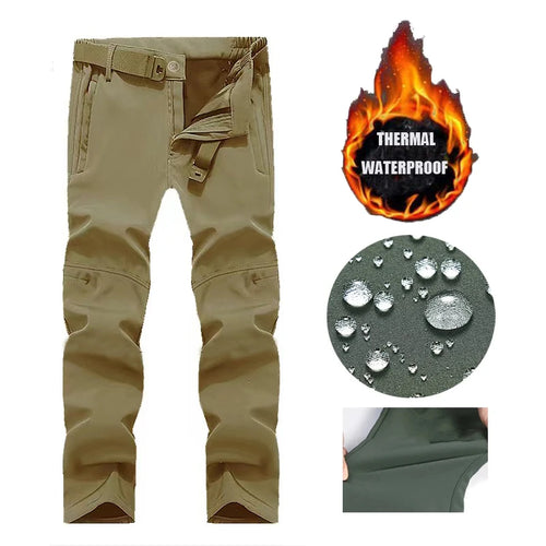 Men's City Cargo Autumn Winter Fleece Softshell Hiking Pants Fishing