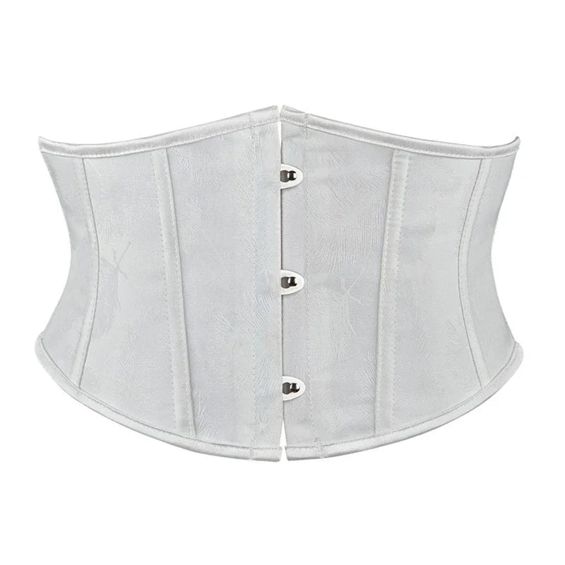 Black White Underbust Waist Training Corset Lace Up Leather Bustier