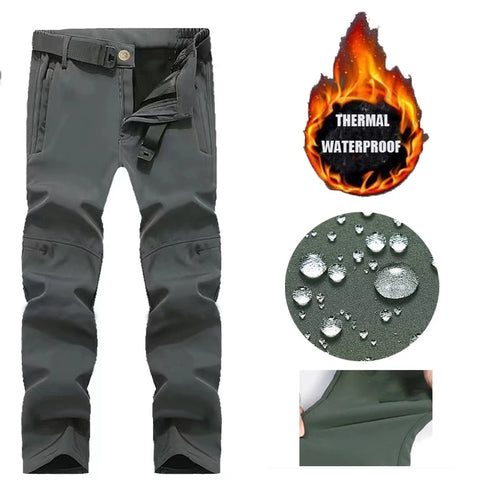 Men's City Cargo Autumn Winter Fleece Softshell Hiking Pants Fishing
