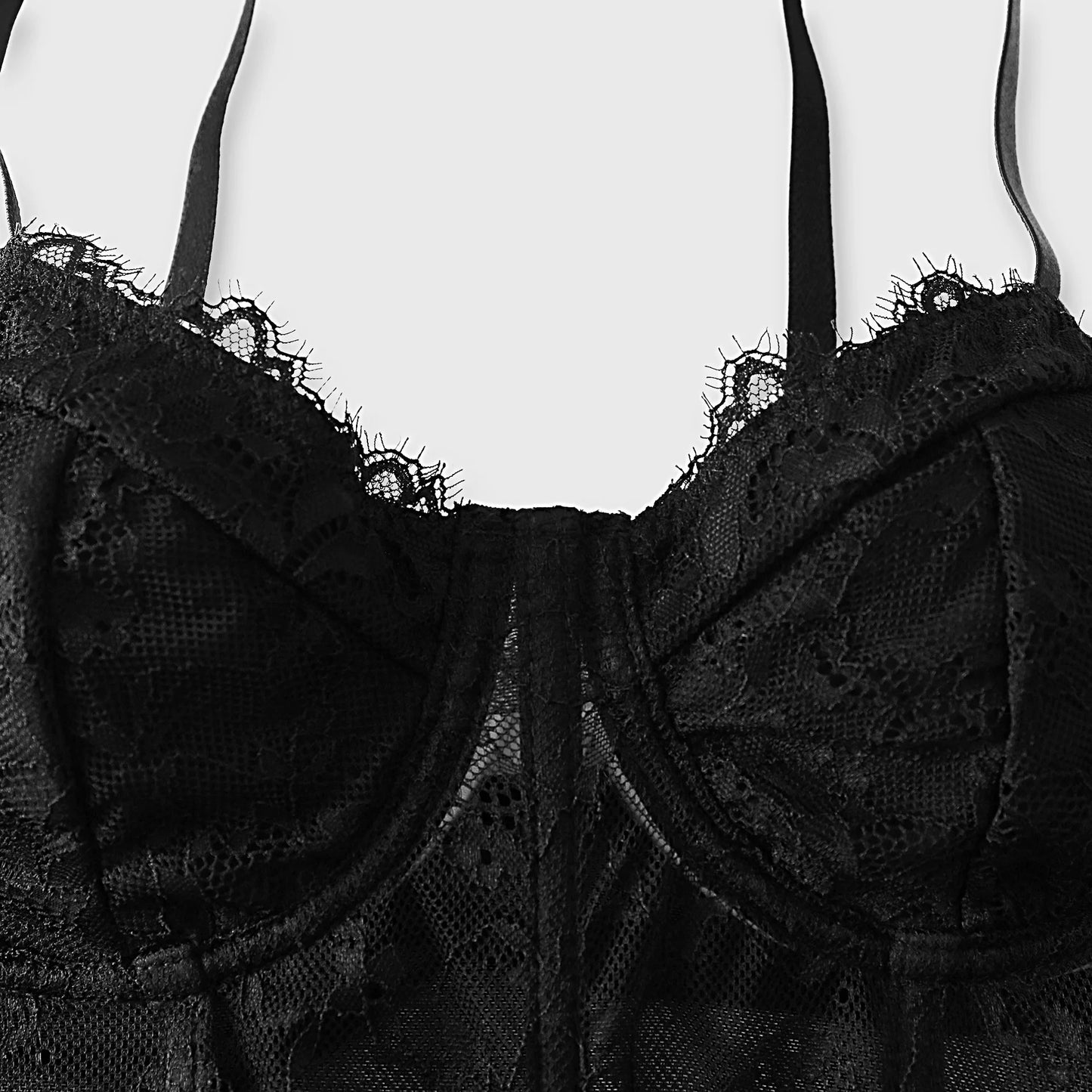 Sexy Black Semi Transparent Bra Mesh Push Up Bralet Women's Tube Top