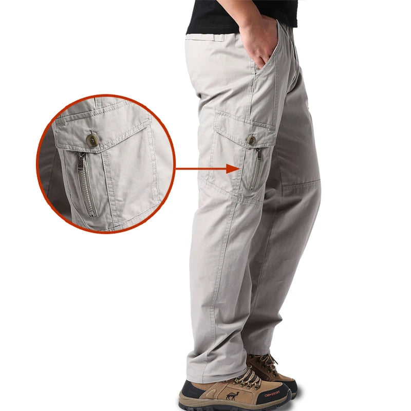 High Quality Men's Cotton Cargo Pants Casual Multiple Pocket Tacitcal