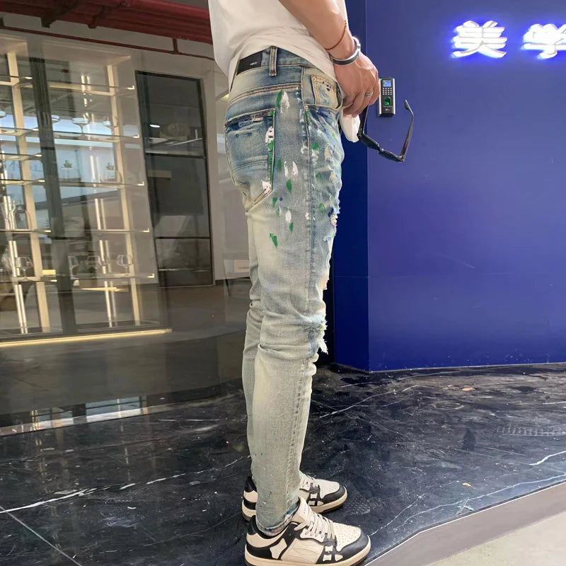 Retro Washed Ripped Jeans