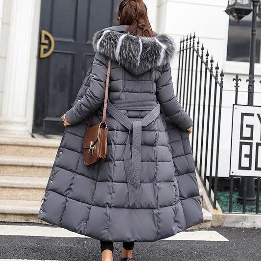 Long Down Cotton Parkas Coat Female New Winter Over Knee Loose Large
