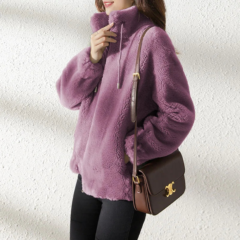 Women Autumn Winter Faux Fur Coats Zipper Cardigan Plush Thick Warm