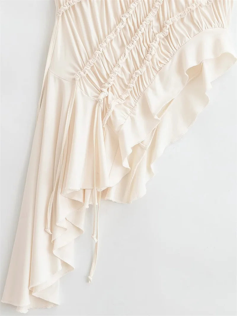 Women's Top 2026 New Fashion Spring Summer Asymmetrical Ruffle Top