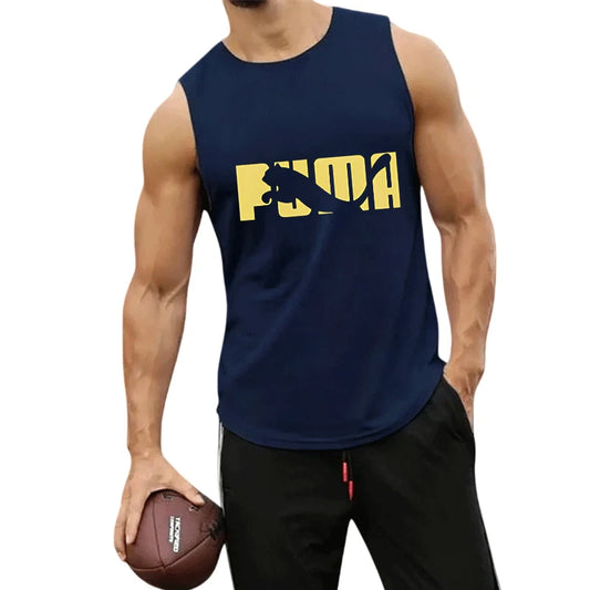 2026 New Men's Leopard Logo Tank Tops Casual Sleeveless Shirts Summer