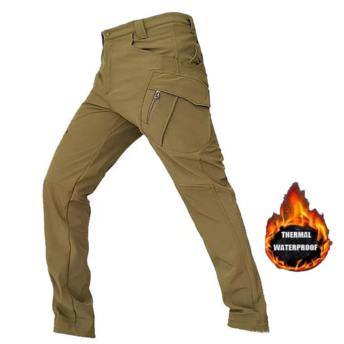 Men's City Cargo Autumn Winter Fleece Softshell Hiking Pants Fishing
