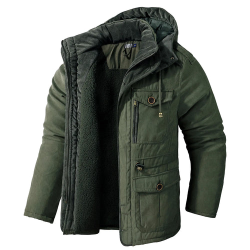 Winter Fleece Parkas Men Warm Windproof Jackets Thick Hooded Parka