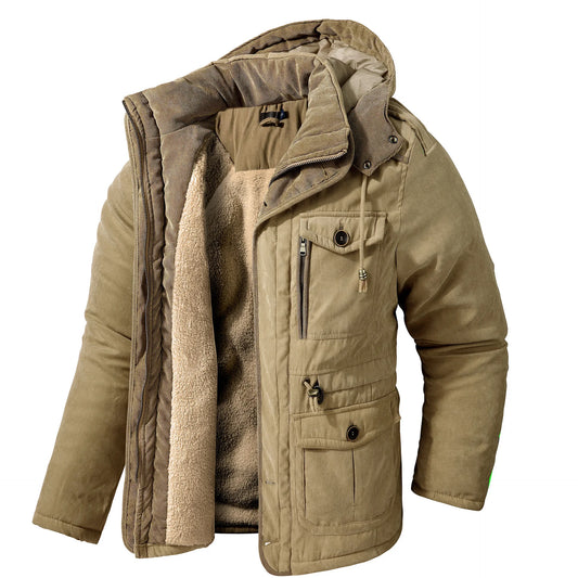 Winter Fleece Parkas Men Warm Windproof Jackets Thick Hooded Parka