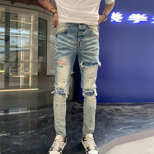 Retro Washed Ripped Jeans