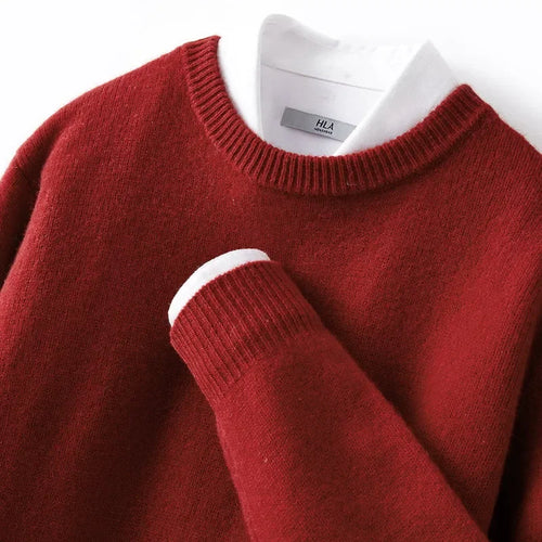 Woollen Sweater Autumn/Winter Korean Cashmere Men's  Top Solid O-Neck