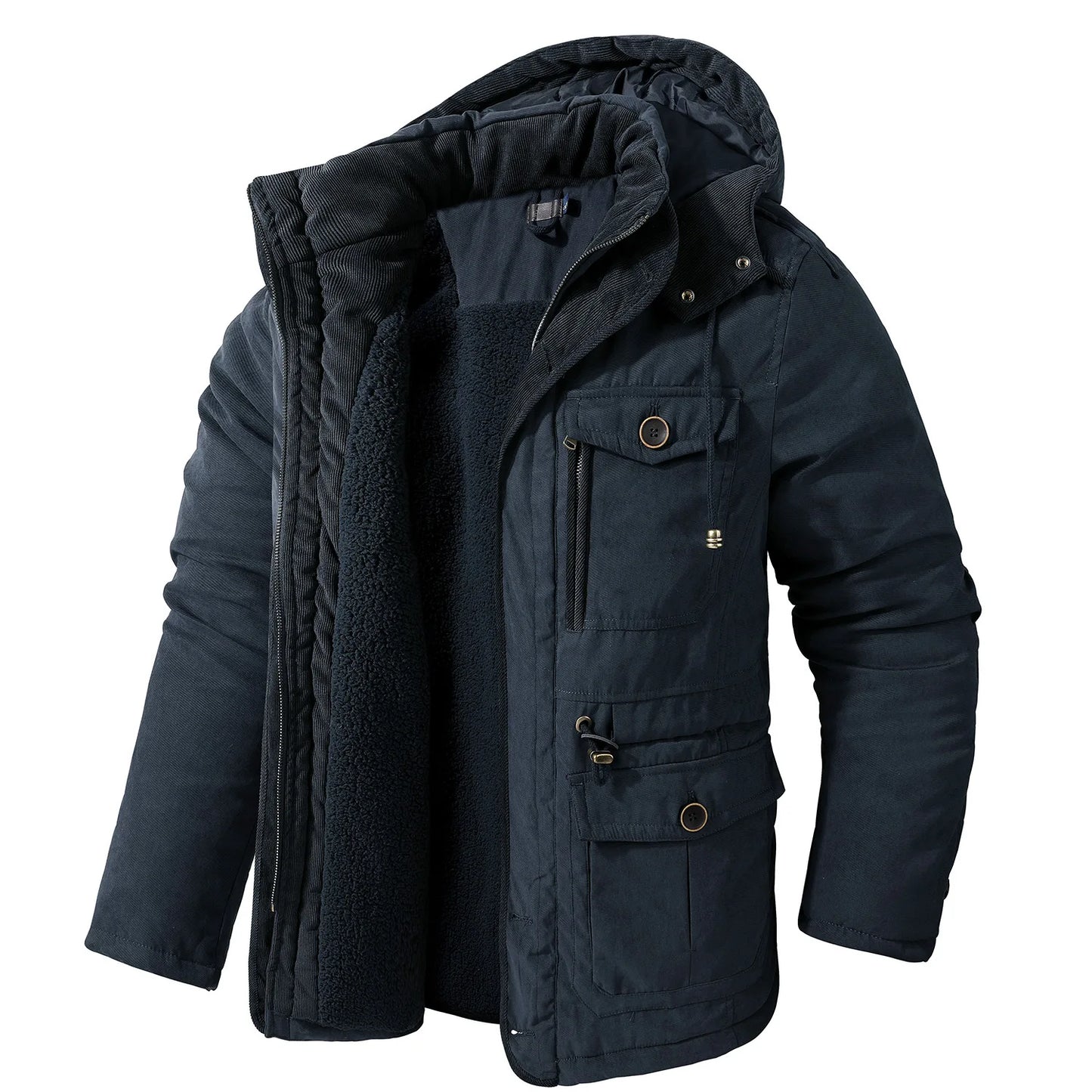 Winter Fleece Parkas Men Warm Windproof Jackets Thick Hooded Parka