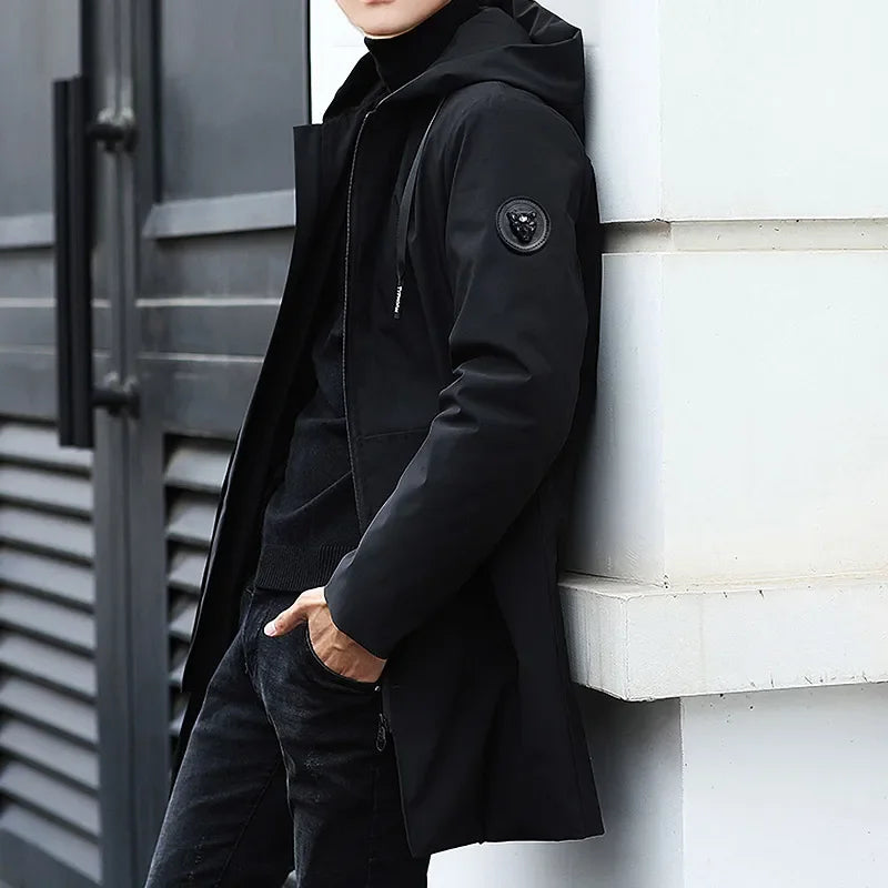 2024 New Plus Size Men's Winter Warm Jacket Fleece Parka Coat Black