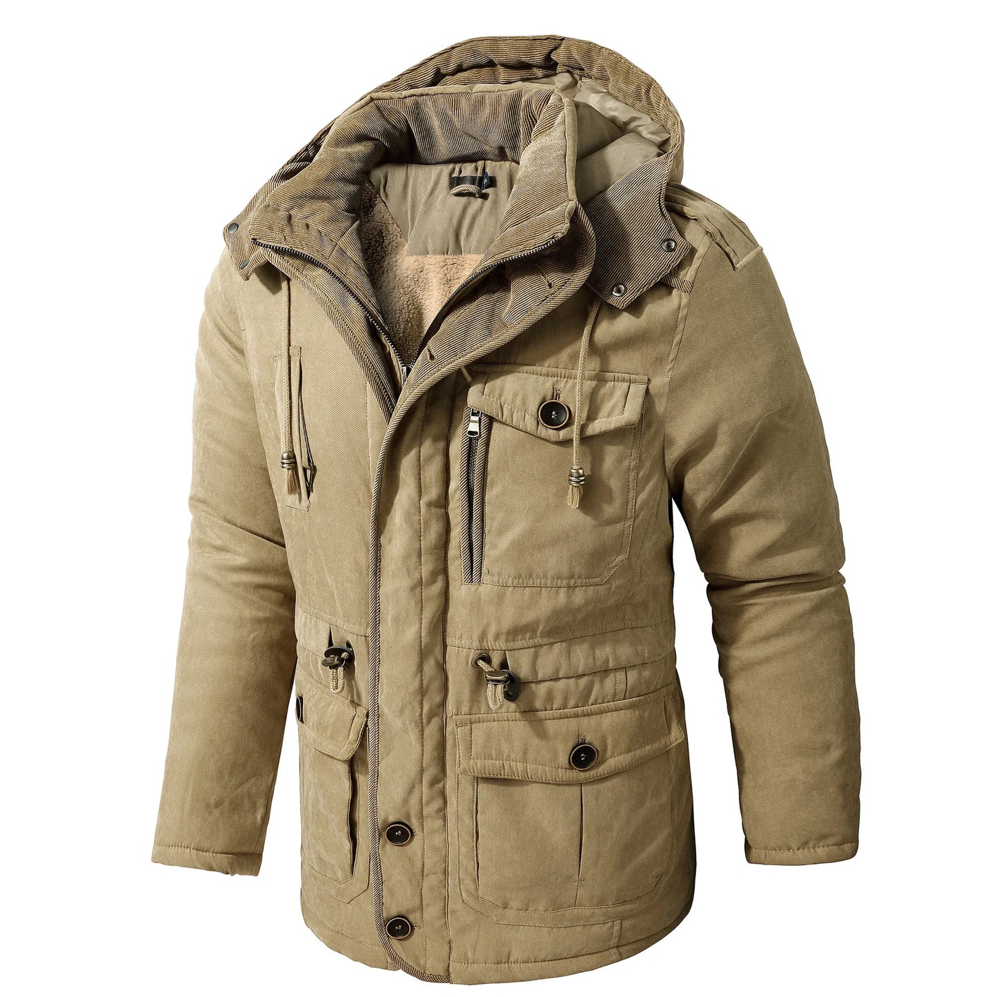 Winter Fleece Parkas Men Warm Windproof Jackets Thick Hooded Parka