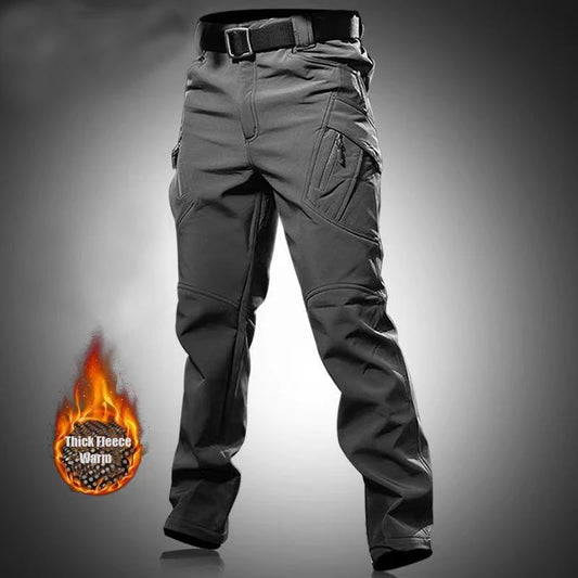 Men's City Cargo Autumn Winter Fleece Softshell Hiking Pants Fishing