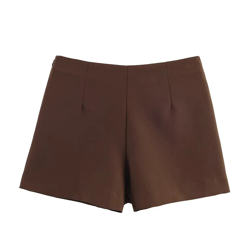 Asymmetry High Waist Mini Skirt Women Fashion Metal Decoration Elegant