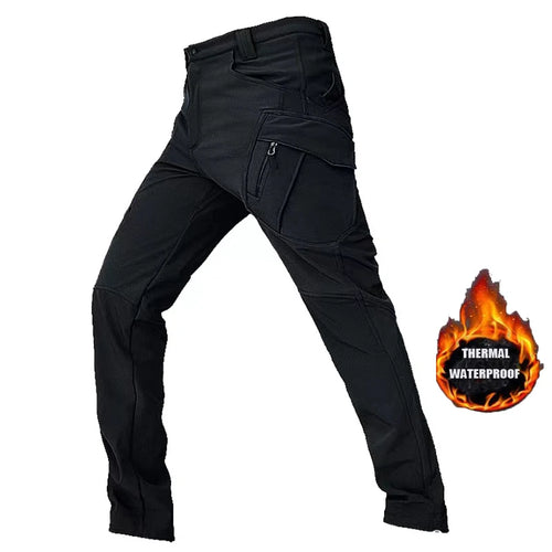 Men's City Cargo Autumn Winter Fleece Softshell Hiking Pants Fishing