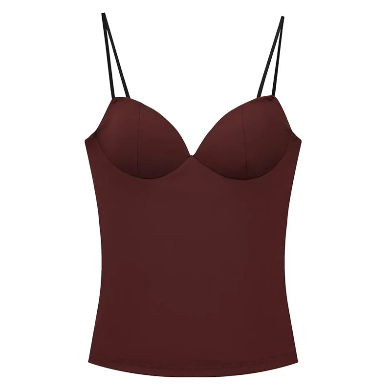 HXAO Woman Tops Corset Crop Top Women Sleeveless Black Brown Top With