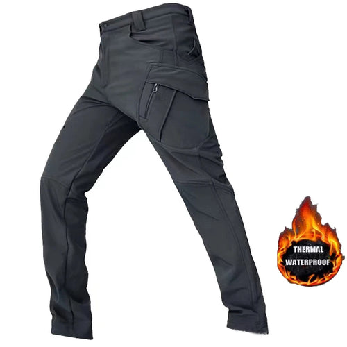 Men's City Cargo Autumn Winter Fleece Softshell Hiking Pants Fishing