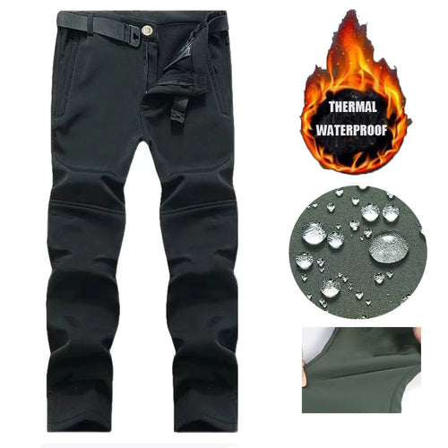 Men's City Cargo Autumn Winter Fleece Softshell Hiking Pants Fishing