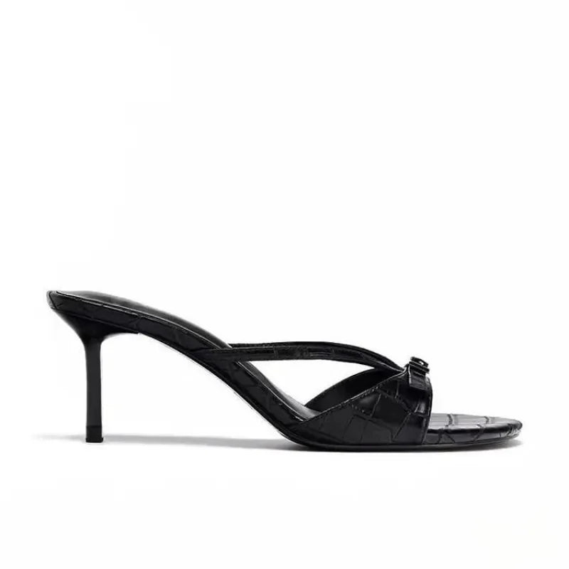 Women's Kitten Heel Mules Square Toe Strappy Sandals Elegant Dressy
