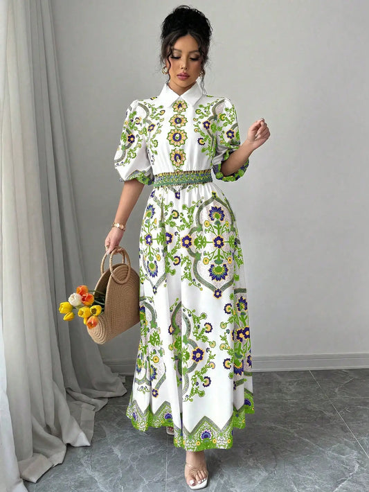 Floral Print Women's Shirt Dress