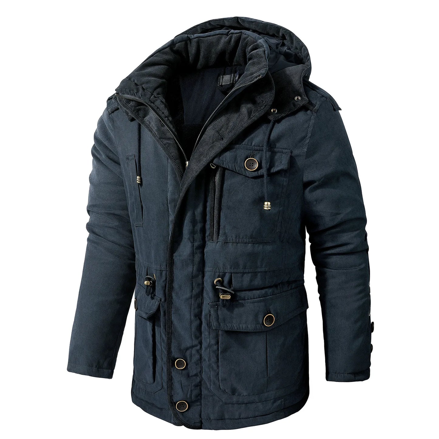 Winter Fleece Parkas Men Warm Windproof Jackets Thick Hooded Parka