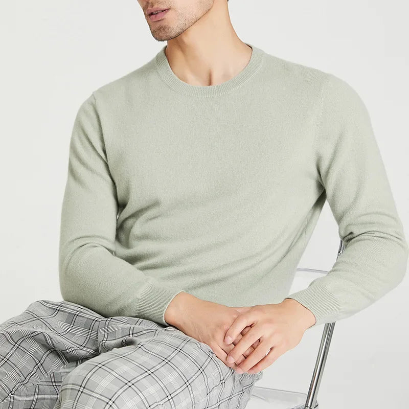 Woollen Sweater Autumn/Winter Korean Cashmere Men's  Top Solid O-Neck