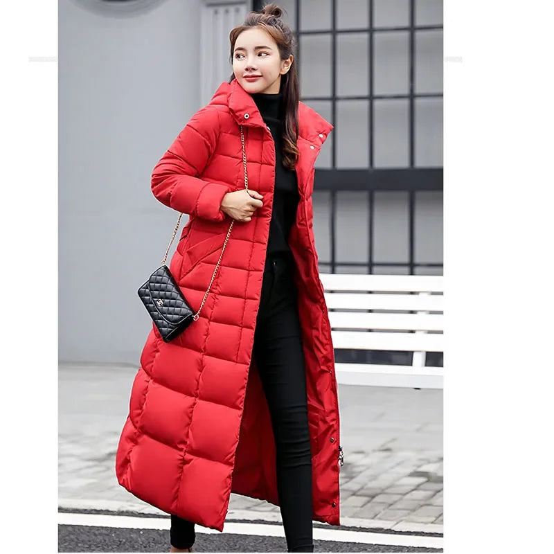 Long Down Cotton Parkas Coat Female New Winter Over Knee Loose Large