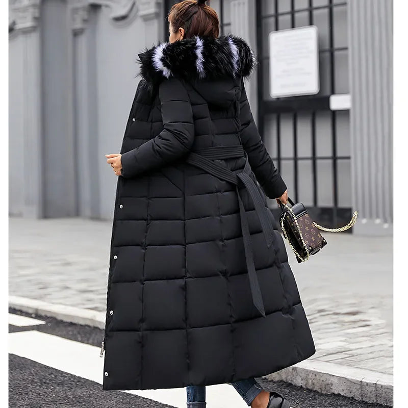 Long Down Cotton Parkas Coat Female New Winter Over Knee Loose Large