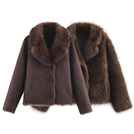 2026 Winter Women's Street Fashion Faux Fur Jackets For Women Long