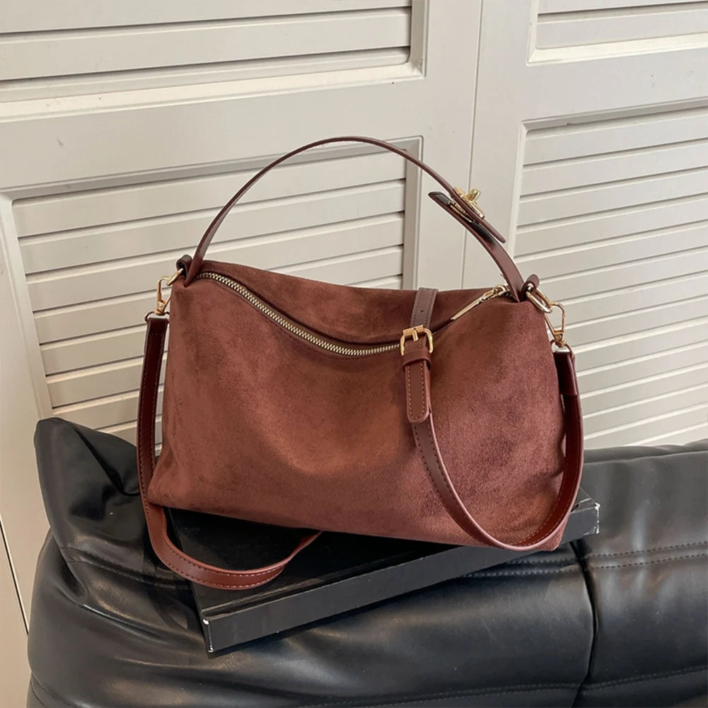 Boston Suede Leather Handbag