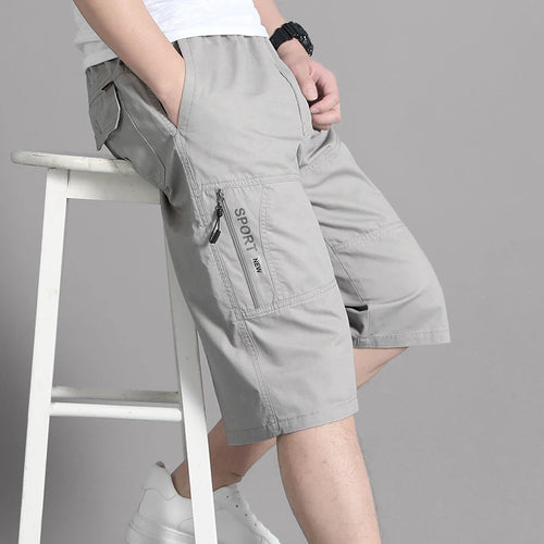 Mens Cargo Shorts Knee Pants Zipper Pocket Summer Cotton Shorts