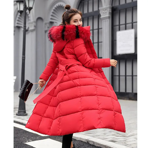 Long Down Cotton Parkas Coat Female New Winter Over Knee Loose Large