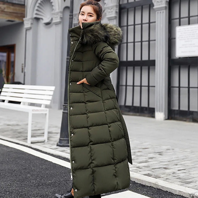 Long Down Cotton Parkas Coat Female New Winter Over Knee Loose Large