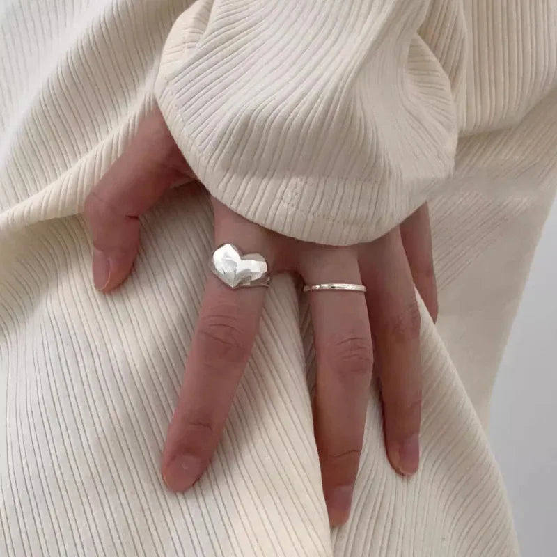 Retro Heart Open Finger Ring