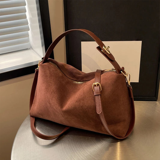 Boston Suede Leather Handbag