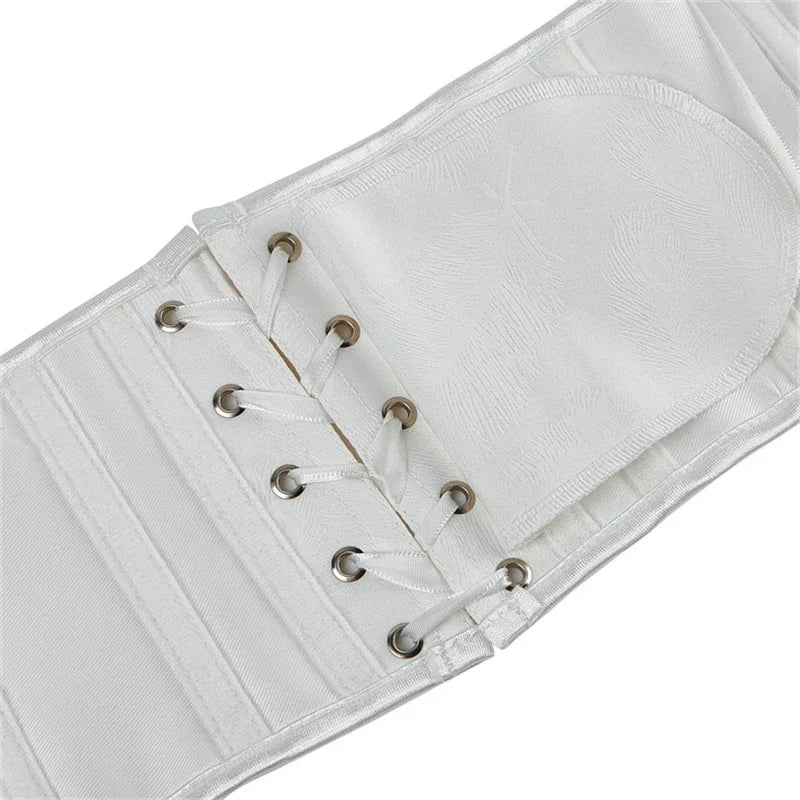 Black White Underbust Waist Training Corset Lace Up Leather Bustier