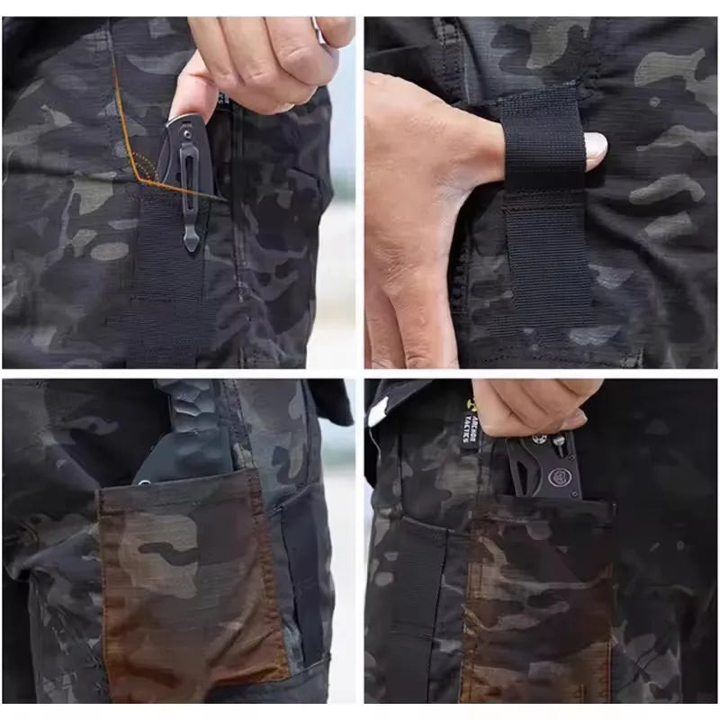 Multi-pocket Work Pants Men Waterproof Straight-leg Cargo Pants