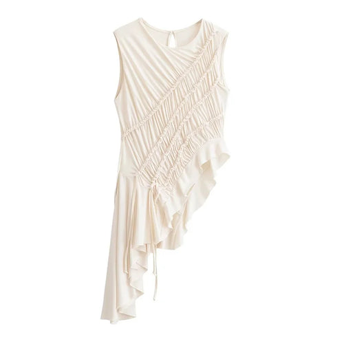 Women's Top 2026 New Fashion Spring Summer Asymmetrical Ruffle Top