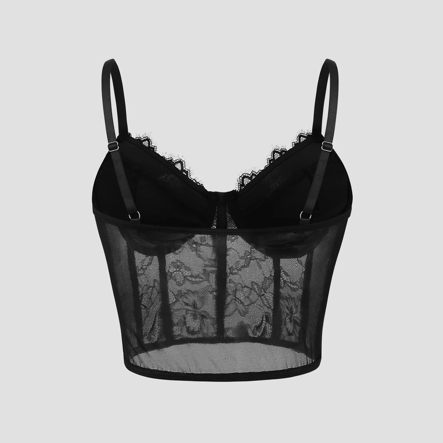Sexy Black Semi Transparent Bra Mesh Push Up Bralet Women's Tube Top