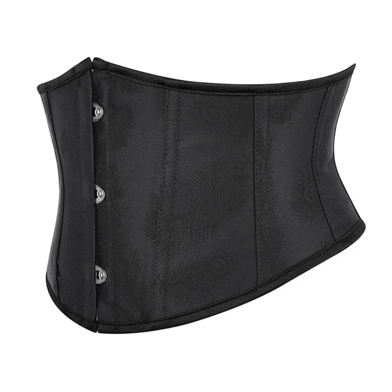 Black White Underbust Waist Training Corset Lace Up Leather Bustier