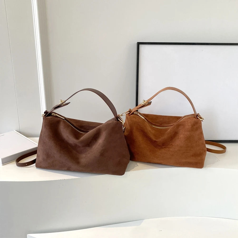 Boston Suede Leather Handbag